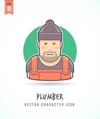 Plumber handyman illustration People lifestyle and occupation Colorful and stylish flat vector character icon