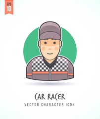 Car racer illustration People lifestyle and occupation Colorful and stylish flat vector character icon