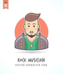 Rock music fan illustration People lifestyle and occupation Colorful and stylish flat vector character icon