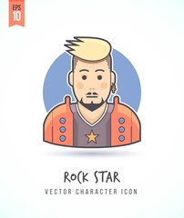 Rock start celebrity illustration People lifestyle and occupation Colorful and stylish flat vector character icon