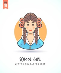 School girl illustration People lifestyle and occupation Colorful and stylish flat vector character icon