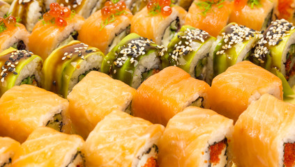 Delicious seafood sushi at a Japanese restaurant