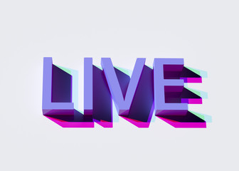 3D rendering of the word live