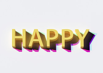 3D rendering of the word Happy