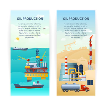 Oil Production Banners Set