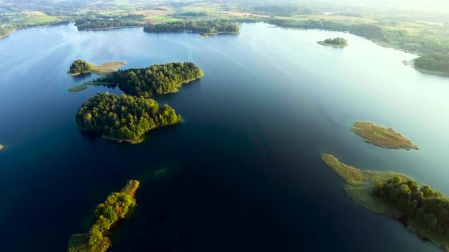 green island in blue lake