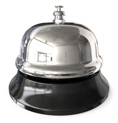Reception Bell. 3D render of classic metal Reception Bell. Steel,silver and Black. Slightly worn look.