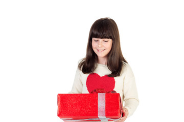 Fototapeta premium Christmas girl with gift boxes