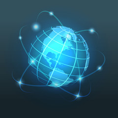 Fototapeta na wymiar Earth hologram, world globe, hologram globe vector background. Vector illustration