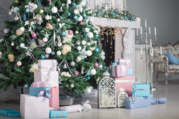 Christmas decorations, Christmas tree, gifts, new year