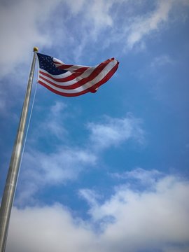 rhe American flag proudly flying