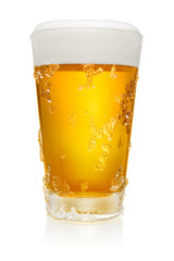 Glass of beer on white
