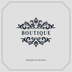 Monogram design elements, graceful template. Calligraphic elegant line art logo design. Letter emblem sign for Royalty, business card, Boutique, Hotel, Heraldic, Jewelry. Vector illustration