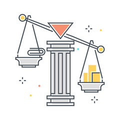 Color line, debt, icon, background and graphics. The illustratio