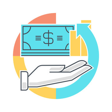 Color Line, Return Of Investment  Concept Illustration, Icon