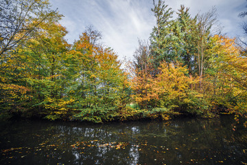 Fototapeta na wymiar Autumn landscape with colorful trees in the fall