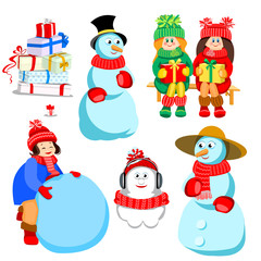 set of characters for winter design
