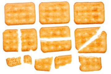 Crackers. Tasty appetizer. Biscuit. Set. Crisp.