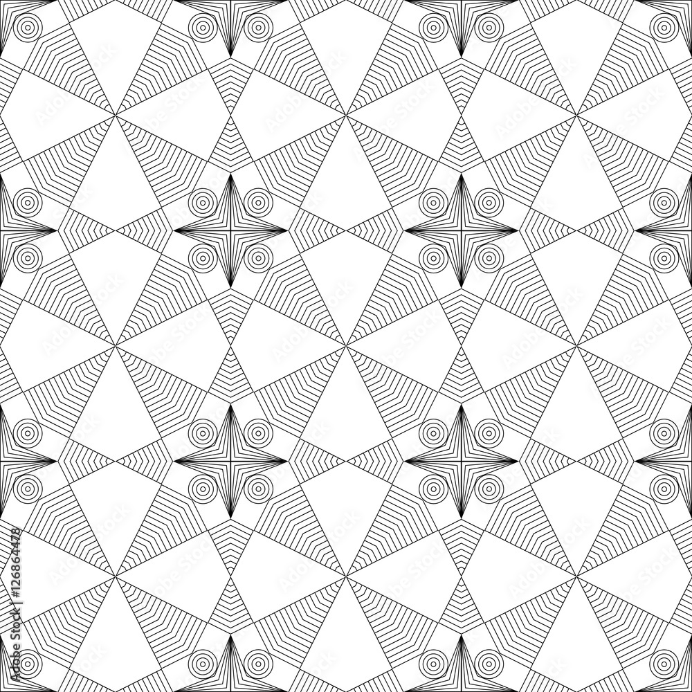 Poster seamless image of circles and lines on a white background.