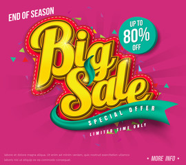 Sale banner template design, Big sale special up to 80% off. vector illustration.