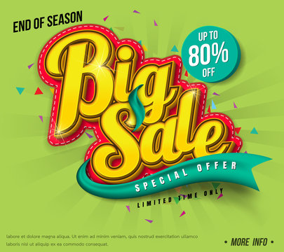 Sale banner template design, Big sale special up to 80% off. vector illustration.