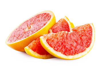 Fototapeta na wymiar Cut slices of ripe grapefruit