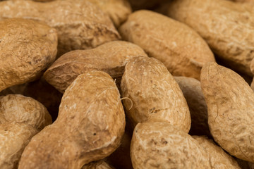 Pile of peanuts shells close up