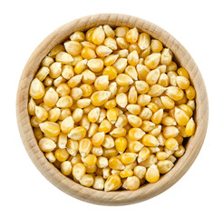 Sweet corn in bowl isolated