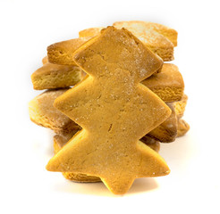 cookies in the shape of a Christmas tree on a white background
