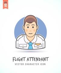 Flight attendant illustration People lifestyle and occupation Colorful and stylish flat vector character icon