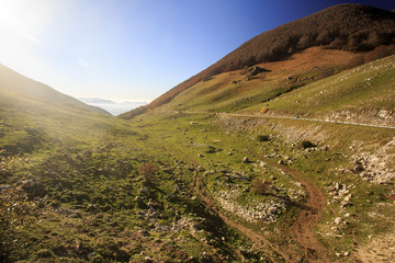 Passo di Forca d'acero in autunno, un bosco tra Lazio e Abruzzo. Alberi, rocce e mille colori della natura 