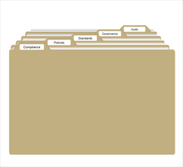 Compliance regulation Policies in File Folders with Standards and other text