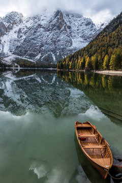 Autumn to Winter transmission at Lago di Braies, Italy