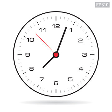 Clock icon in minimalism style, black timer on white background. Vector design element