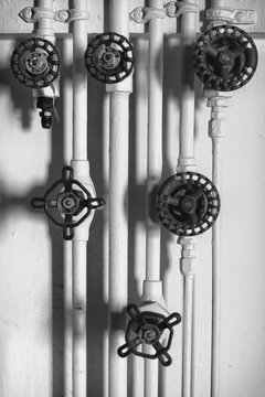 Antique Valves & Pipes - White on White