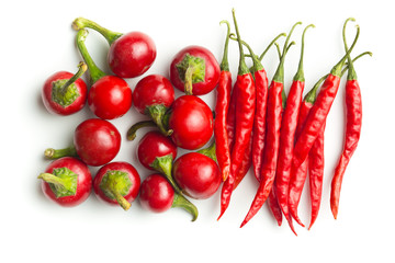 Round red chili peppers.