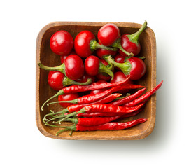 Round red chili peppers.