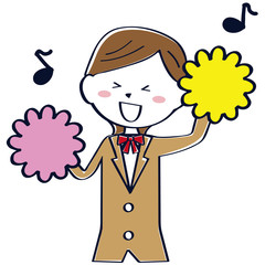 茶色のブレザーの学生　女子　学生　上半身　応援