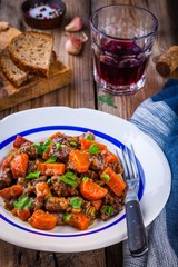beef meat stewed with carrots