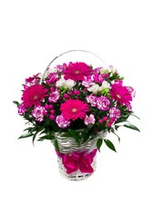 basket of beautiful flowers isolated   