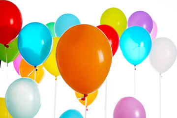 Colorful birthday balloons, closeup