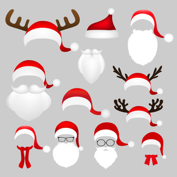Templates for picture reindeer antlers and a hat with  beard an