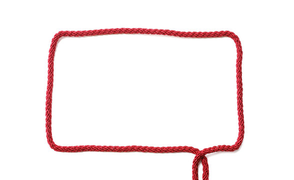 Rectangular frame of red cord with ends