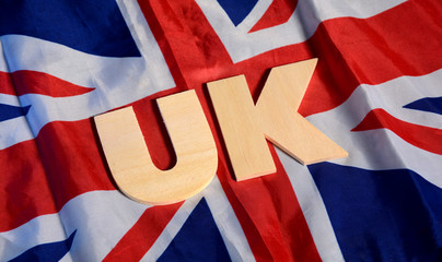 UK Alphabets with United Kingdom Flag in background