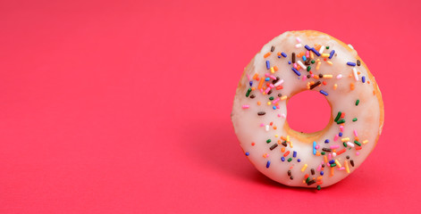 Donuts on Pink Background with copy space for text