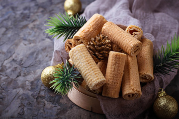Christmas cookies on concrete background