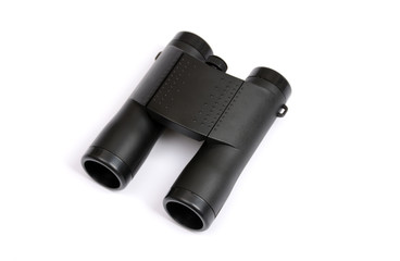 Binoculars in black plastic on a white background