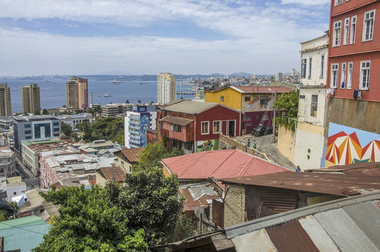Colorful buildings of Valparaiso, Chile