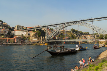 Fototapeta na wymiar Boat at Douro in Porto, Portugal