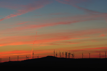 wind turbine sunset